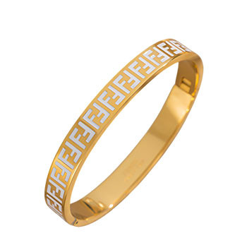 Elegant Gold Hinged Bangle Bracelet with White Geometric Inlay