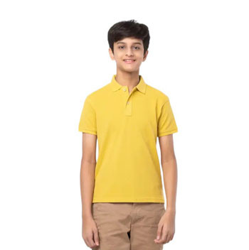 Kids Polo Shirt - Yellow Mixed Cotton Polo Shirt