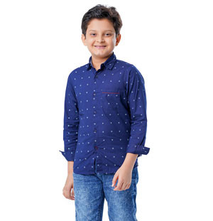 Azure Allure: Blue Cotton Long Sleeve Casual Shirt - Effortless Elegance for Every Day
