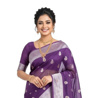 Deep Violet Premium Meena Muslin Sharee