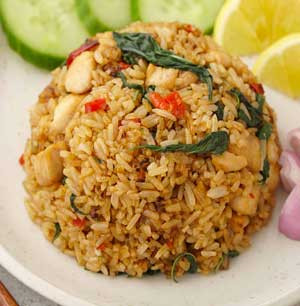 Fried Rice with Chicken Basil Leaf from Dhaba Restaurant