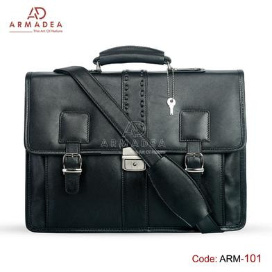 Official And Laptop Bag: Armadea Official Bag With Genuine Leather Black - ARM- 101