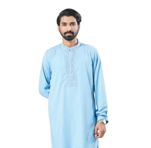 Men's Sky Blue Blended Panjabi