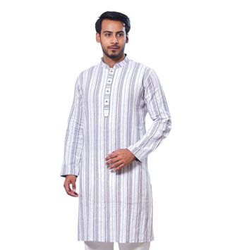 Short Panjabi - Fashionable Strip Cotton Panjabi