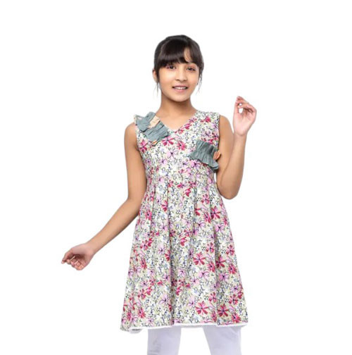 Kids Frocks - Multicolour Printed Cotton Frock