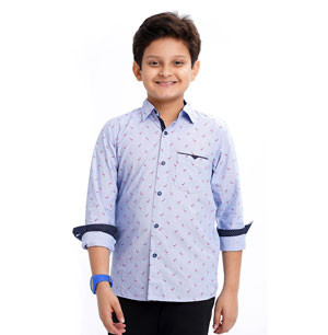 Cerulean Classic: Blue Cotton Long Sleeve Shirt - Timeless Sophistication for Every Wardrobe