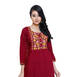 Embroidered Silk Single Kameez