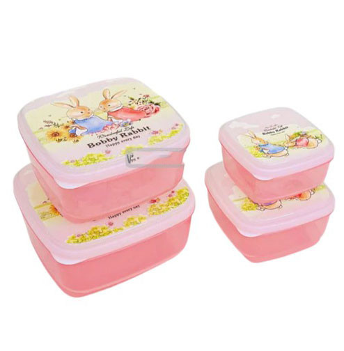 Tiffin Box - 4 Pcs School Tiffin Box Food Container SMT1174