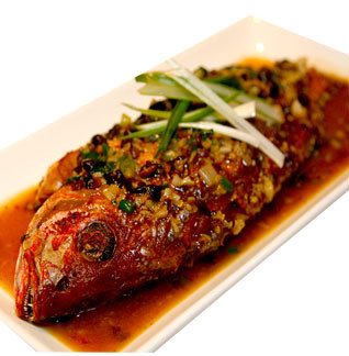 Fried Red Snaper with Garlic sauce from  Abacus Restaurant