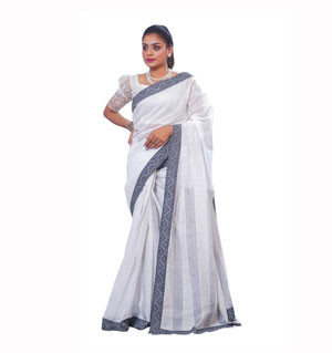 Embroidered Half Silk Sharee For Women