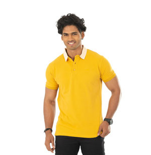 Woven Collar Contrast Solid Polo For Men