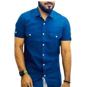 Relaxed Vibes: Casual Half Sleeve Blue Shirt