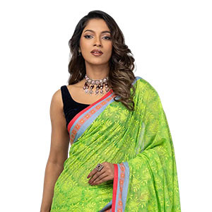 Sharee -  Light Green Appliqued and Embroidered Cotton Sharee