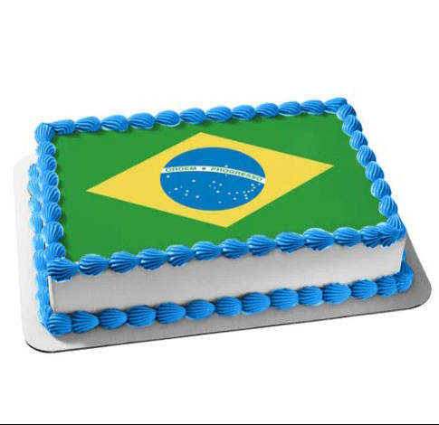 Brazil Flag Vanilla Square Shape Cake From Yummy Yummy