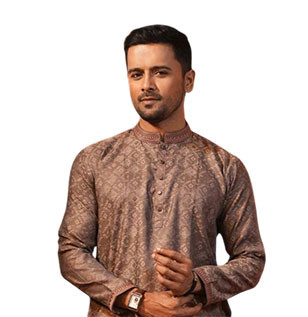 Pastel brown color design cotton printed & embroiderd regular fit ekchart Panjabi