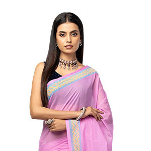 Sharee - Pink Printed Cotton Sharee