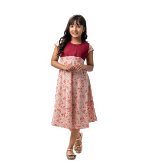 Red Pink all-over printed Frock