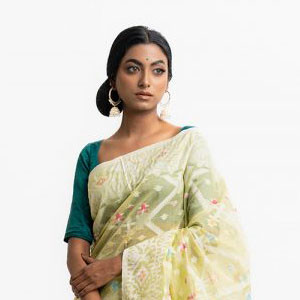 Women’s Yellow Half-silk Sharee