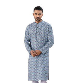 Short Panjabi -  Multicolor printed cotton Panjabi